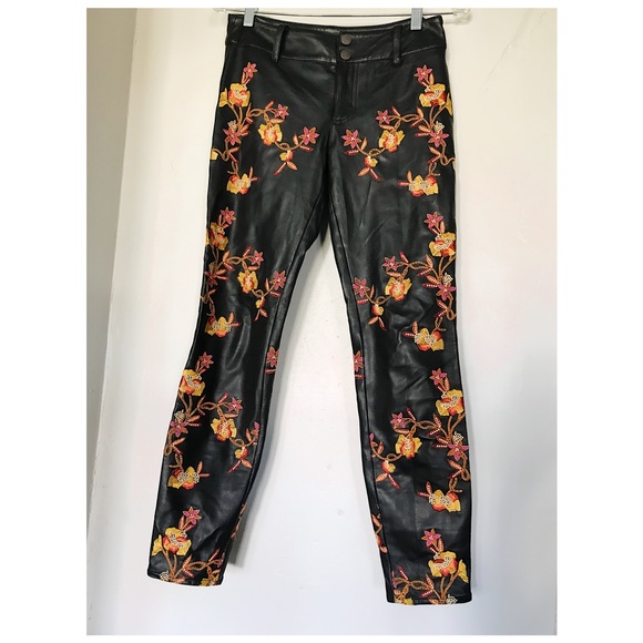 nasty gal embroidered faux leather pants - Picture 5 of 8